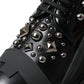 Dolce & Gabbana Black Leather Studded Trekking Sneakers Shoes