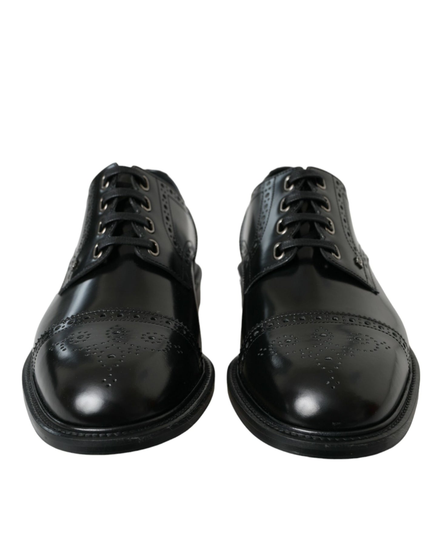 Dolce & Gabbana Black Leather Oxford Wingtip Derby Shoes