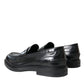 Dolce & Gabbana Black Leather Flat Slip On Loafers Shoes