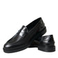 Dolce & Gabbana Black Leather Flat Slip On Loafers Shoes