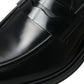 Dolce & Gabbana Black Leather Flat Slip On Loafers Shoes