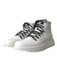 Dolce & Gabbana White Vulcano Trekking Men Ankle Boots Shoes