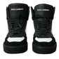 Dolce & Gabbana Black White Leather Miami High Top Sneakers Shoes