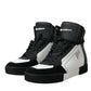 Dolce & Gabbana Black White Leather Miami High Top Sneakers Shoes