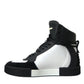 Dolce & Gabbana Black White Leather Miami High Top Sneakers Shoes