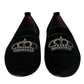 Dolce & Gabbana Black Velvet Crystal Crown Men Loafers Shoes