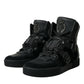 Dolce & Gabbana Black Logo Leather Miami High Top Sneakers Shoes