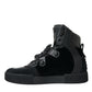 Dolce & Gabbana Black Logo Leather Miami High Top Sneakers Shoes