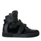 Dolce & Gabbana Black Logo Leather Miami High Top Sneakers Shoes