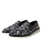 Dolce & Gabbana Black Instrument Print Slip On Loafers Shoes