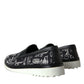 Dolce & Gabbana Black Instrument Print Slip On Loafers Shoes