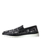 Dolce & Gabbana Black Instrument Print Slip On Loafers Shoes