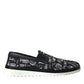 Dolce & Gabbana Black Instrument Print Slip On Loafers Shoes