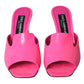 Dolce & Gabbana Neon Pink Leather Logo Heels Sandals Shoes