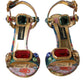 Dolce & Gabbana Multicolor Jacquard Crystals Sandals Shoes