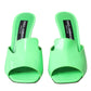 Dolce & Gabbana Neon Green Leather Logo Heels Sandals Shoes