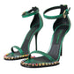 Dolce & Gabbana Green Exotic Leather Crystal Sandals Shoes