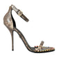 Dolce & Gabbana Brown Exotic Leather Crystal Sandals Shoes