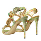 Dolce & Gabbana Multicolor Jacquard Crystals Sandals Shoes