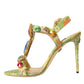 Dolce & Gabbana Multicolor Jacquard Crystals Sandals Shoes