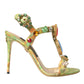 Dolce & Gabbana Multicolor Jacquard Crystals Sandals Shoes