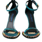 Dolce & Gabbana Blue Exotic Leather Crystal Sandals Shoes