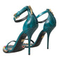 Dolce & Gabbana Blue Exotic Leather Crystal Sandals Shoes