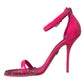 Dolce & Gabbana Pink Leather Crystal Heels Sandals Shoes