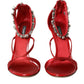 Dolce & Gabbana Keira Red Satin Crystals Sandals Heels Shoes