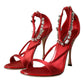 Dolce & Gabbana Keira Red Satin Crystals Sandals Heels Shoes