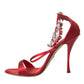 Dolce & Gabbana Keira Red Satin Crystals Sandals Heels Shoes