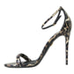 Dolce & Gabbana Brown Leopard Leather Heels Sandals Shoes