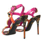 Dolce & Gabbana Pink Jacquard Crystals Sandals Heels Shoes