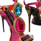 Dolce & Gabbana Pink Jacquard Crystals Sandals Heels Shoes