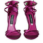 Dolce & Gabbana Purple Flower Satin Heels Sandals Shoes