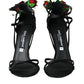 Dolce & Gabbana Black Flower Satin Heels Sandals Shoes