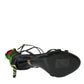 Dolce & Gabbana Black Flower Satin Heels Sandals Shoes