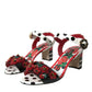 Dolce & Gabbana Multicolor Floral Crystal Leather Sandals Shoes