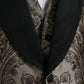 Dolce & Gabbana Brown Floral Jacquard Formal 3 Piece Suit