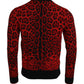 Dolce & Gabbana Red Leopard Wool Crew Neck Pullover Sweater