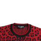 Dolce & Gabbana Red Leopard Wool Crew Neck Pullover Sweater