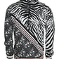 Dolce & Gabbana Black White Cotton Zebra Tree Crew Neck Sweater