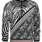 Dolce & Gabbana Black White Cotton Zebra Tree Crew Neck Sweater