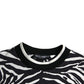 Dolce & Gabbana Black White Cotton Zebra Tree Crew Neck Sweater