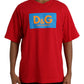 Dolce & Gabbana Red Logo Print Cotton Crew Neck T-shirt