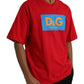 Dolce & Gabbana Red Logo Print Cotton Crew Neck T-shirt