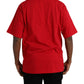 Dolce & Gabbana Red Logo Print Cotton Crew Neck T-shirt