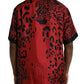 Dolce & Gabbana Red Leopard Silk Button Down Casual Shirt