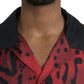 Dolce & Gabbana Red Leopard Silk Button Down Casual Shirt