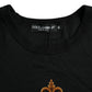 Dolce & Gabbana Black Gold Logo Print Cotton Crew Neck T-shirt